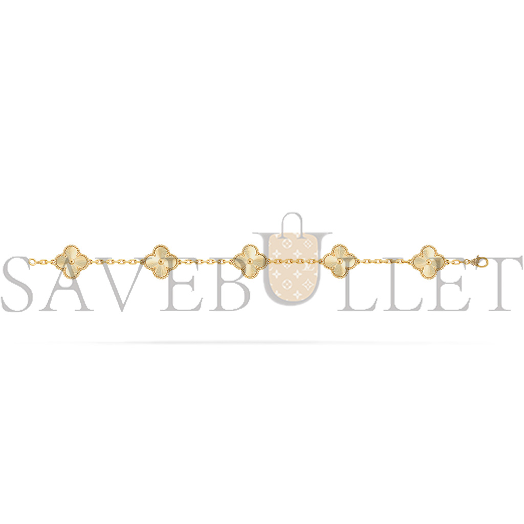 VAN CLEEF ARPELS VINTAGE ALHAMBRA BRACELET, 5 MOTIFS - YELLOW GOLD VCARP3JK00 VAN CLEEF ARPELS VINTAGE ALHAMBRA BRACELET, 5 MOTIFS - YELLOW GOLD VCARP3JK00